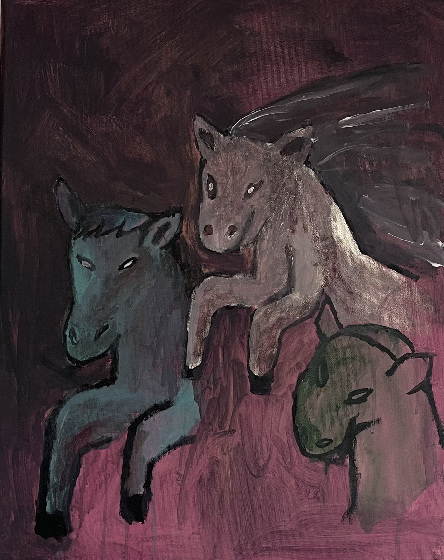 Horses — 30×40 cm, acrylic on canvas