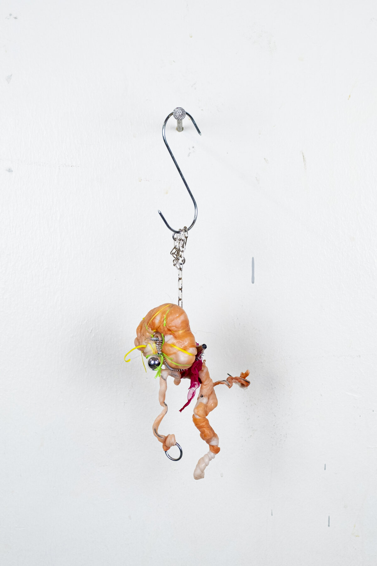 Bioinstallation — 2023, melted plastic, chain, hook